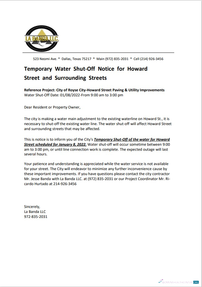 download download USA Texas La Banda utility water shut off notice, Word and PDF template PDF template PDF template